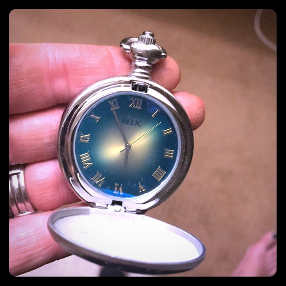 Relic Pocket Watch Silver And Blue 